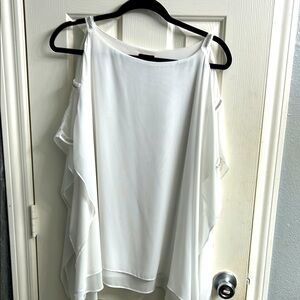 White Asymmetrical Ruffled Blouse